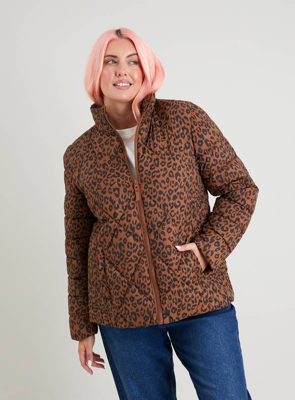 Leopard print shop puffer jacket women's